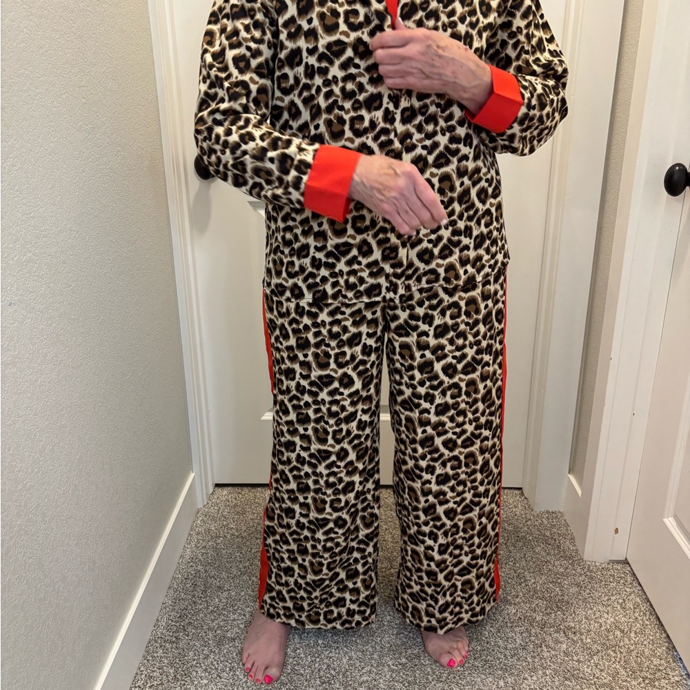 Leopard Print Pajama Set with Red Accents or can wear out to eat - Picture 10 of 13